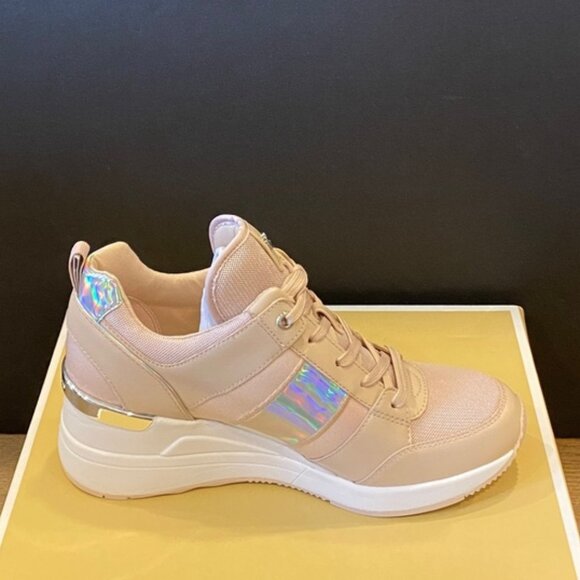 Michael Kors Georgie Soft Pink Trainer Wedges Sneakers Shoes Flat Multi Size NEW - Picture 2 of 6
